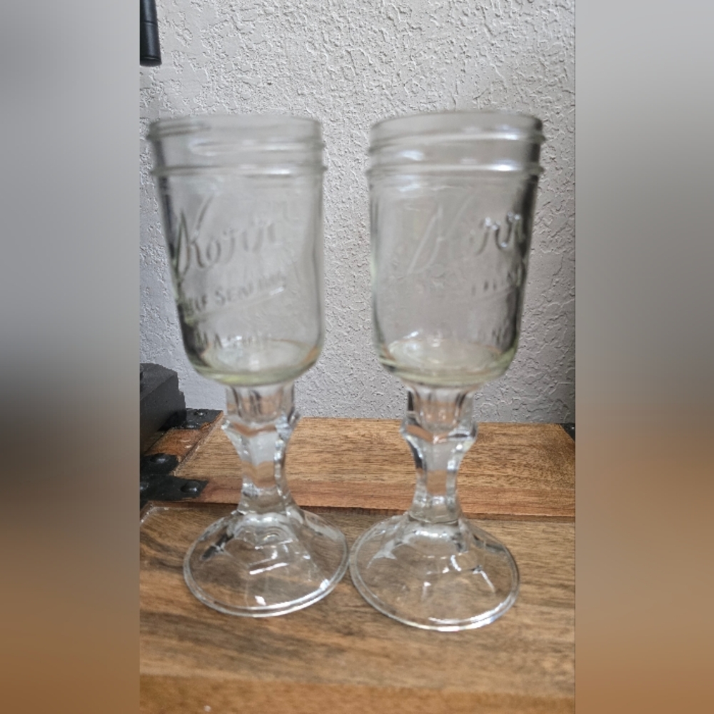 Kerr Set Of 2 Clear Glass Mason Jar Goblets